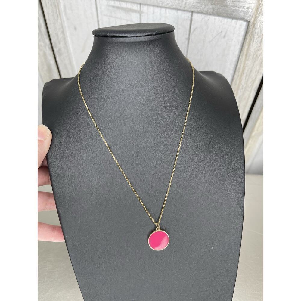 Kate Spade Hot Pink Gold Circle Pendant ‘Hot To Trot’ Necklace